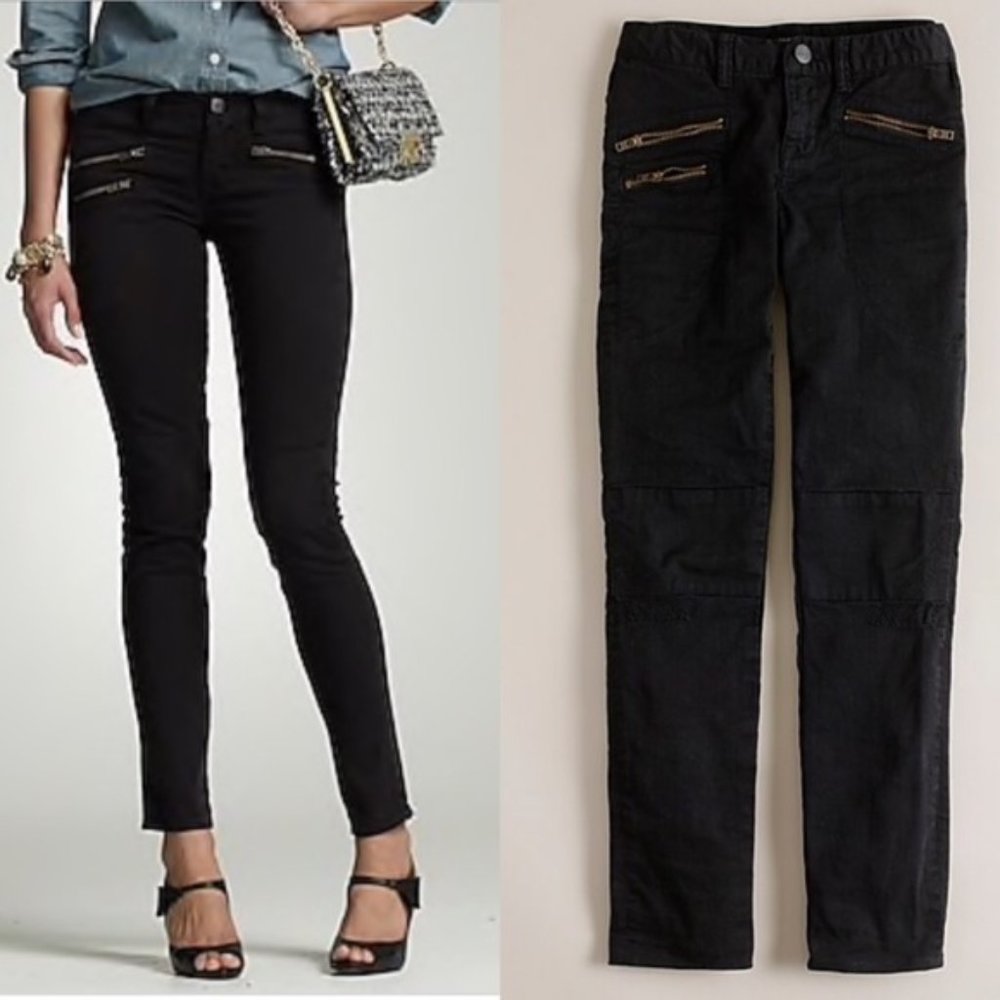 ✨SALE✨ J. Crew Black Moto Toothpick Zipper Jeans